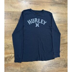 Vintage‎ Y2k Hurley Long Sleeve Thermal Knit Shirt Blue Medium Grunge Surfwear